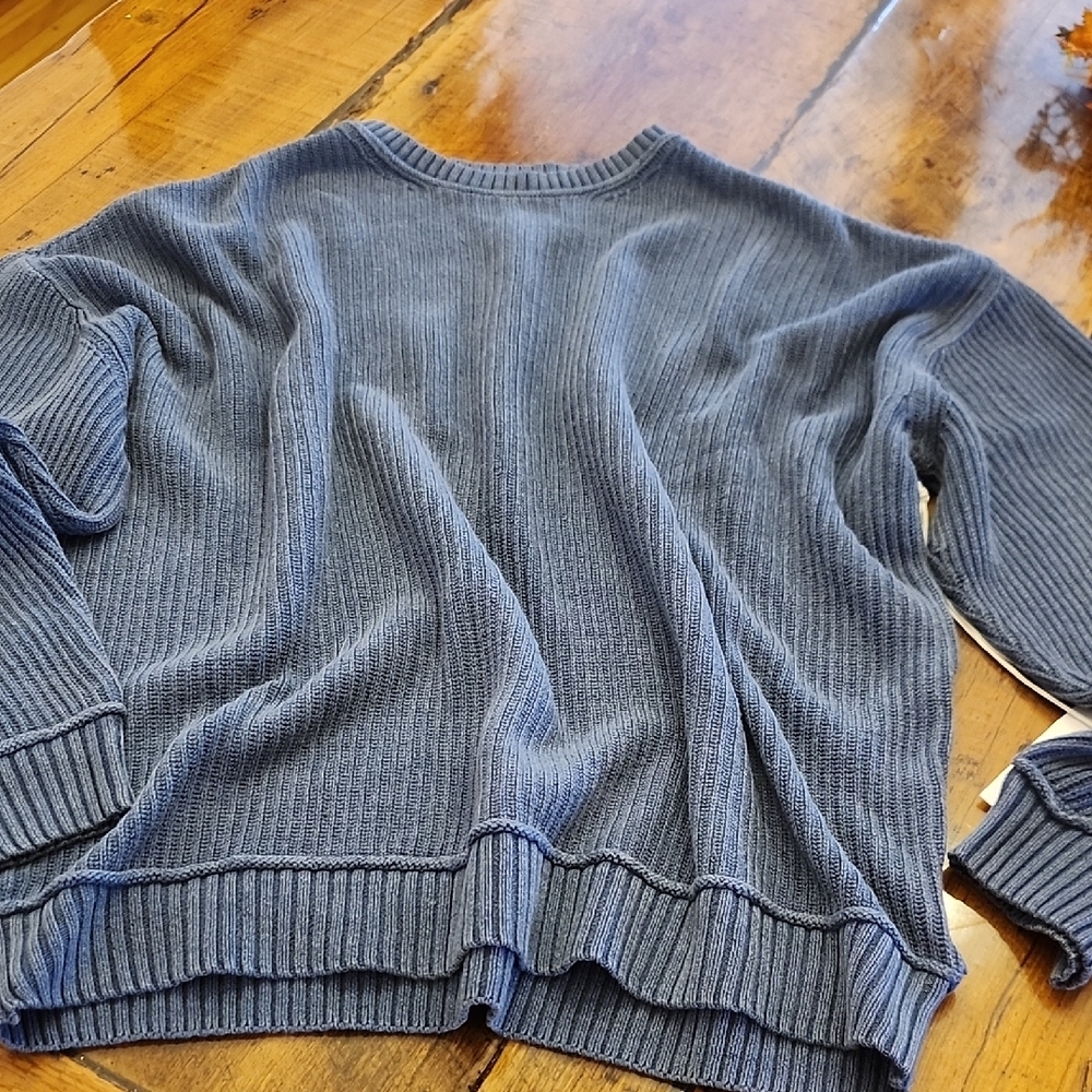 Blue Ribbed Men's Sweater - Picture 2 of 6